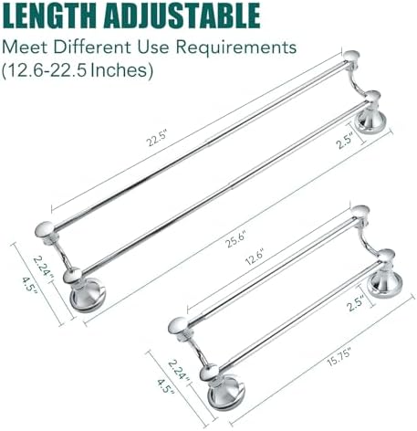Hoimpro Double Towel Bar Towel Rack for Bathroom Wall Mounted Chrome - Image 4