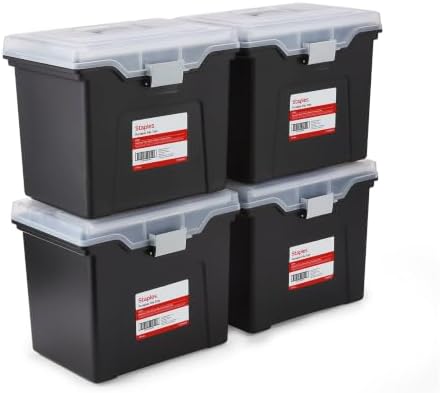 STAPLES File Box Portable Tote, Letter Size, Black, 4/Carton by Staples