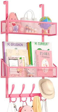 Kaiferty Over The Door Hooks Organizer, Coat Rack Over The Door Storage Hanger Towel Rack, Back of Door Storage Organizer for Bathroom,Bedroom,Kitchen,Office (Pink, 3-Tier) by Kaiferty
