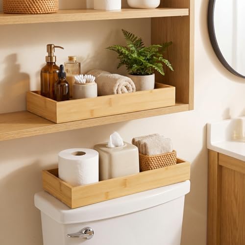 4 Pcs Bamboo Drawer Organizer Stackable Utensil Organizer for Kitchen Bamboo Storage Box Wood Silverware Tray for Drawer, Dresser, Bathroom (15" X 6" X 2") - Image 4