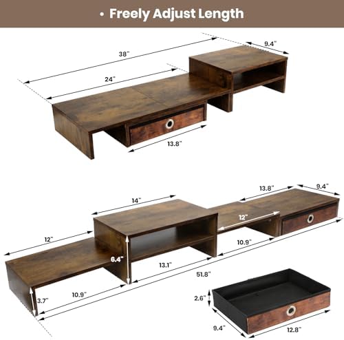 Monitor Riser for 3 Monitors, Angle Adjustable Monitor Stand with Drawer - Image 3