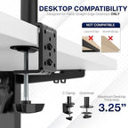 VIVO Dual Ultrawide Monitor Desk Mount, Heavy Duty Fully Adjustable Steel Stand, Holds 2 Computer Screens up to 38 inches and Max 22lbs Each, Black, STAND-V038 - Image 6