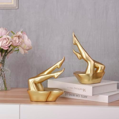 Gold Legs Sculpture Bookends for Shelves, Modern Resin Book Ends Decorative - Image 4
