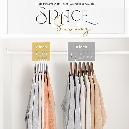HOUSE DAY Premium Velvet Hangers 100 Pack Grey, Non-Slip Felt Hangers - Image 3