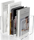 Clear Acrylic Magazine File Holder, 3 Compartment Vertical Desk File Organizer Rack for Folders, Documents, and Books, No Assembly Required, Non-Slip Base - 8.46 x 7.28 x 6.1 IN by Aphbrada