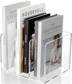 Clear Acrylic Magazine File Holder, 3 Compartment Vertical Desk File Organizer Rack for Folders, Documents, and Books, No Assembly Required, Non-Slip Base - 8.46 x 7.28 x 6.1 IN by Aphbrada