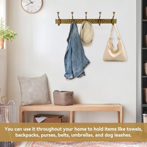 Wall Mount Coat Rack with Hooks, Wall Mounted Coat Rack Decorative Hanging Coat Rack Wall Mounted, Vintage Wall Mount Coat Hanger Rack Key Holder for Wall Hallway, Entryway, Bedroom, Living Room - Image 6