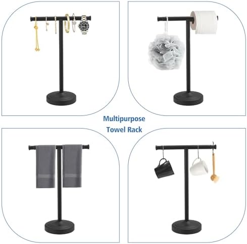 RUMOSE Matte Black Hand Towel Holder Stand Countertop Towel Rack - Image 3