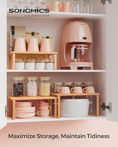 SONGMICS Cabinet Organizer Shelf, Set of 3 Spice Rack, Kitchen Storage - Image 2