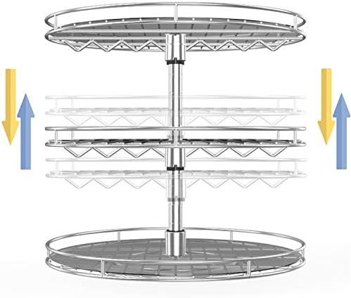 3 Tier Lazy Susan Large Shelf for Kitchen 13 inch,Tall Height Adjustable Turntable Spice Rack Spinner Cabinet Organizers and Storage,Rotating Under Sink Organizer,with PP Plastic Sheet (3 Tier) - Image 2