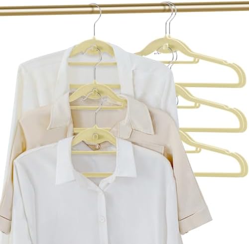 Velvet Clothing Hangers Slim Stackable Non-Slip Beige Suit Hanger Space Saving Clothes Hanger Heavy Duty Adult Hangers with 360°Swivel Hook Pack of 20 - Image 2