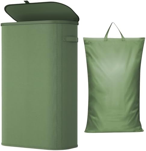 Lifewit 85L Large Laundry Hamper with Lid, Removable Inner Bag, Green by Lifewit