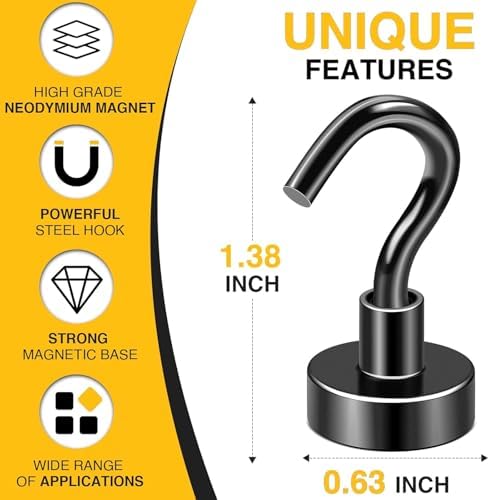 DIYMAG Magnetic Hooks, 30lbs 120pcs Cruise Cabin Essentials Heavy Duty Black - Image 2