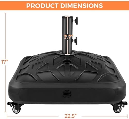 Yaheetech 123lbs Capacity Fillable Mobile Umbrella Base, Checkered, Black - Image 3