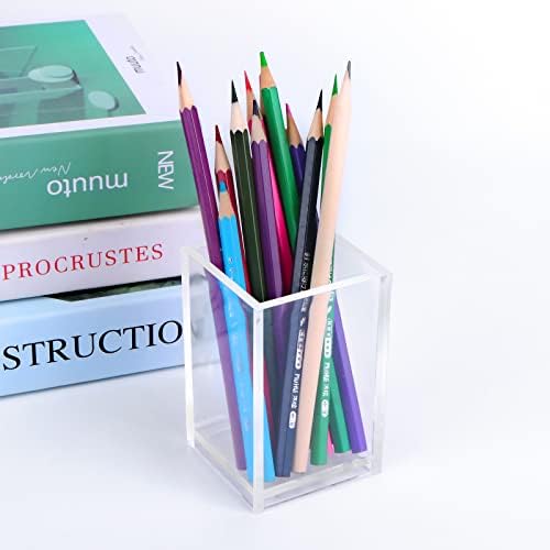 20Pack Clear Acrylic Pen Holder Desktop Pencil Organizer Acrylic Pencil Cup Stationery Office Organizer Makeup Brush Holder - Image 3