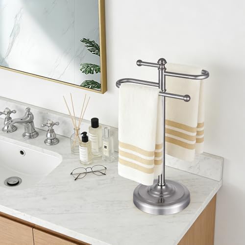 Hand Towel Holder Stand for Bathroom Countertop,S-Shape Bar,Brushed Nickel - Image 6