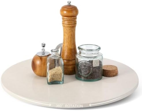 Engineered Marble Lazy Susan, 16” Lazy Susan for Table Top Detachable Turntable Organizer for Cabinet Pantry Kitchen Countertop Fridge Bathroom Makeup Vanity Countertop, Rigel Beige by BCS