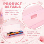 Fainne 80 Pieces Back to School Plastic Pencil Boxes Pencil Case Bulk Frosted Clear Multi Colored Pens Holder Stackable Container with Lid & Snap for Stationery Office Classroom(Pink) - Image 3