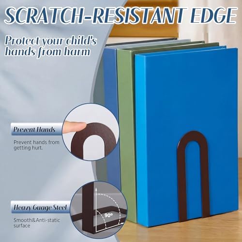 Chunful 10 Pcs Bronze Metal BookEnds Shelves, 7.5 x 5.75 x 3.5 in - Image 4
