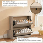 Grey Hidden Shoe Storage Cabinet for Entryway with 2 Flip Drawers - Image 6