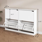 White Hidden Shoe Storage Cabinet for Entryway with 4 Flip Drawers - Image 2