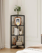 CHOEZON 4-Tier Corner Shelf, Corner Bookcase, 43.3" Tall Vertical Display Rack, Plant Stand, Open Storage Shelf, for Living Room, Bedroom, Study, Kitchen, Black TCJ14BB by Choezon