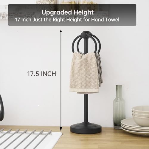 Hoimpro Hand Towel Holder Stand Bathroom Countertop Towel Bar Rack Black - Image 5