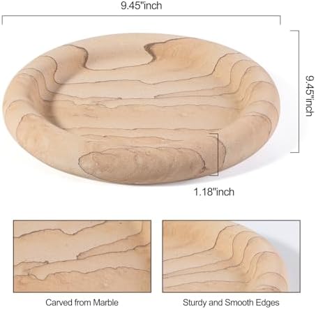 Natural Marble Vanity Tray, 9.45" Sandstone Texture Round Decorative Trays - Image 4