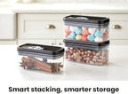 Felli Flip Tite Food Storage Container with Lid 4” RECTANGLE Airtight Ring Flip Lock Top, Stackable Acrylic Canister Set for Kitchen Fridge Pantry Organizer,(1.1 qt) - Image 2