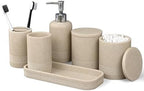 LIN CHUAN 6-Piece Bathroom Accessories Set, Bathroom Organizer, Beige by LINCHUAN