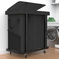 Laundry Basket with Lid,190L Rolling Laundry Hamper with Wheels,Black by Unlockyourhomestoragelife