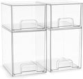 Sorbus Clear Stackable Storage Drawers (4 Pack, 7.6'' and 4.4'' Tall) by Sorbus