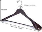 Nature Smile Wooden Coat Suit Hangers Womans Wood Jacket Outerwear Shirt Hangers Anti Slip Bar with Screw 6 Pack (16 inch Mahogany) - Image 2