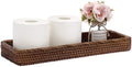 Sumnacon 16 Inch Rattan Bathroom Vanity Tray - Decorative Wicker Toilet Tank Tray for Paper Hand Towel,Vintage Storage Basket Bin for Bathroom Kitchen Toilet Tank Vanity Countertop Table Shelf,Brown by Sumnacon