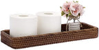 Sumnacon 16 Inch Rattan Bathroom Vanity Tray - Decorative Wicker Toilet Tank Tray for Paper Hand Towel,Vintage Storage Basket Bin for Bathroom Kitchen Toilet Tank Vanity Countertop Table Shelf,Brown by Sumnacon