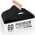 HOUSE DAY Black Velvet Hangers 60 Pack, Premium Non-Slip Felt Hangers, Sturdy Black Clothes Coat Hanger Heavy Duty, Durable Suit Hanger for Space Saving, No Marks Gold Hook by HOUSEDAY