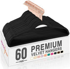 HOUSE DAY Black Velvet Hangers 60 Pack, Premium Non-Slip Felt Hangers, Sturdy Black Clothes Coat Hanger Heavy Duty, Durable Suit Hanger for Space Saving, No Marks Gold Hook by HOUSEDAY