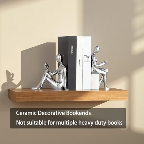 Decorative Bookends, Ceramic Book Ends for Shelves, Home Office Decor - Image 4