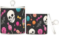 Halloween Skulls Lollipops Bats Qtip Holder Waterproof Dustproof Apothecary Jars with Lids For Bathroom Cotton Swabs Makeup Sponges Floss Picks Bath Salts 2 Pack by Tatenale