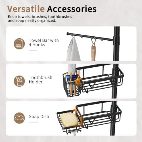 KEGII Corner Shower Caddy, 6-Tier Tension Pole with Towel Holder - Image 3