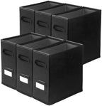6 Pack Collapsible File Storage Box for Letter Size Documents, Portable File Organizer Box with Plastic Rails and Reinforced Cardboard, Desktop and Home Office Organization, Black by ComfortKeeper
