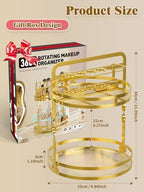 360°Rotating Makeup Organizer, Gold Bathroom Organizer Countertop - Image 4