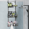 Orimade Over the Door Shower Caddy Adjustable 3 Tier Dark Grey,Bathroom Hanging Organizer Shelf Rustproof with 4 Hooks,Shower Basket with Soap Holder and Suction Cup by Orimade