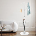 ZOZOE Metal Coat Rack Stand, Modern Coat Rack Freestanding with Natural Marble Base, Sturdy Coat Racks with 12 Hooks & Umbrella Holder,White Coat Tree Hanger Stand for Bags,Hats,Entryway,Office - Image 7
