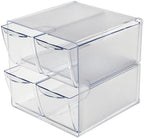 Deflecto Stackable Cube Organizer, Desk and Craft Organizer, 4 Drawers, Clear, Removable Drawers and Dividers, 6"W x 6"H x 7 1/8"D (350301CR) - Image 3
