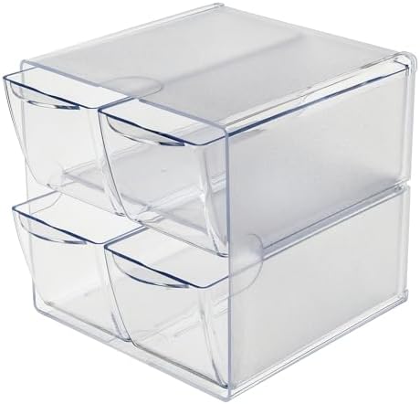 Deflecto Stackable Cube Organizer, Desk and Craft Organizer, 4 Drawers, Clear, Removable Drawers and Dividers, 6"W x 6"H x 7 1/8"D (350301CR) - Image 3