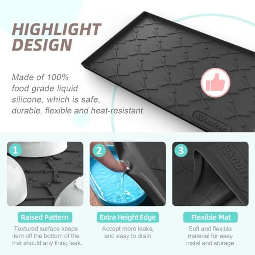 SIKADEER Waterproof Under Sink Mat 31" x 19" Silicone Mat Cabinet Protector - Image 4