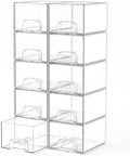 10 Pack Clear Stackable Storage Drawers Bathroom Makeup Organizer Bins by Unknown