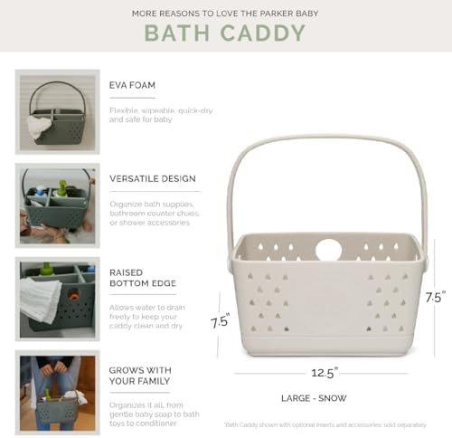 Parker Baby Co. Quick-Dry Bath Caddy Organizer with Handle - Snow, Large - Image 4