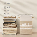 Nunsino Laundry Hamper,Laundry Basket with Leather Handles,Woven Storage Basket for Toys,Pillows,Blankets,Clothes,Brown&White - Image 4